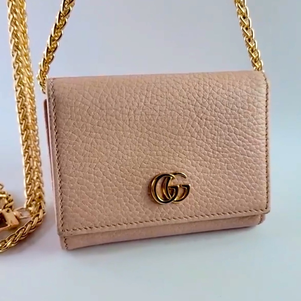 GUCCI GG Marmont Logo Leather Trifold Wallet PreLoved